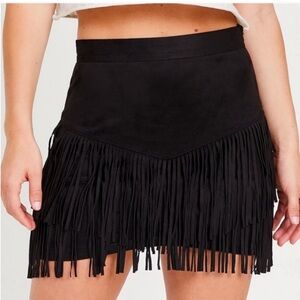 Altar’d State Women’s Black Fringe Skirt Size Large